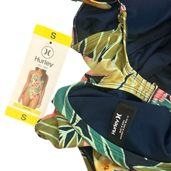 NEW HURLEY One-Piece Swimsuit in Pink Poppy Tropics Floral - Size Small - Picture 6 of 6